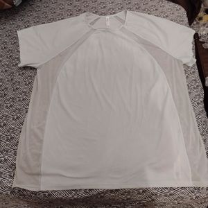 Athleta light blue patch see through t shirt large